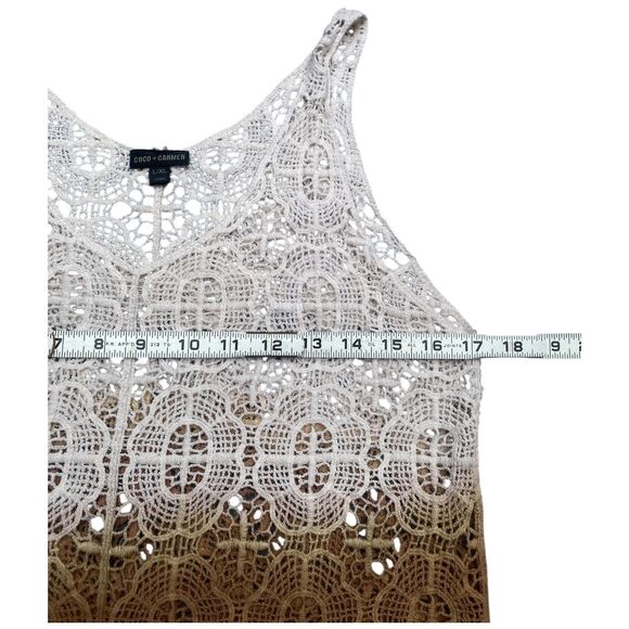 COCO + CARMEN Crochet Cotton Ombre Tunic Tank Top L/XL Boho Festival Beach - Picture 14 of 16
